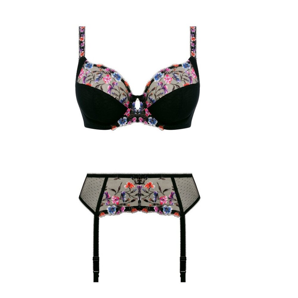 Fantasie Aurelia floral bra and suspender set - 38I and XL